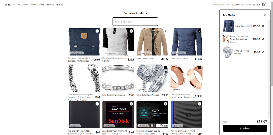An image of the homepage of Shopi